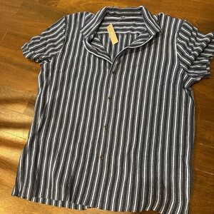 J. Crew Navy and White Striped Casual Shirt